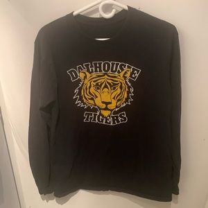Vintage Dalhousie University Tigers Long Sleeve Black Tshirt w/gold Tiger SZ M